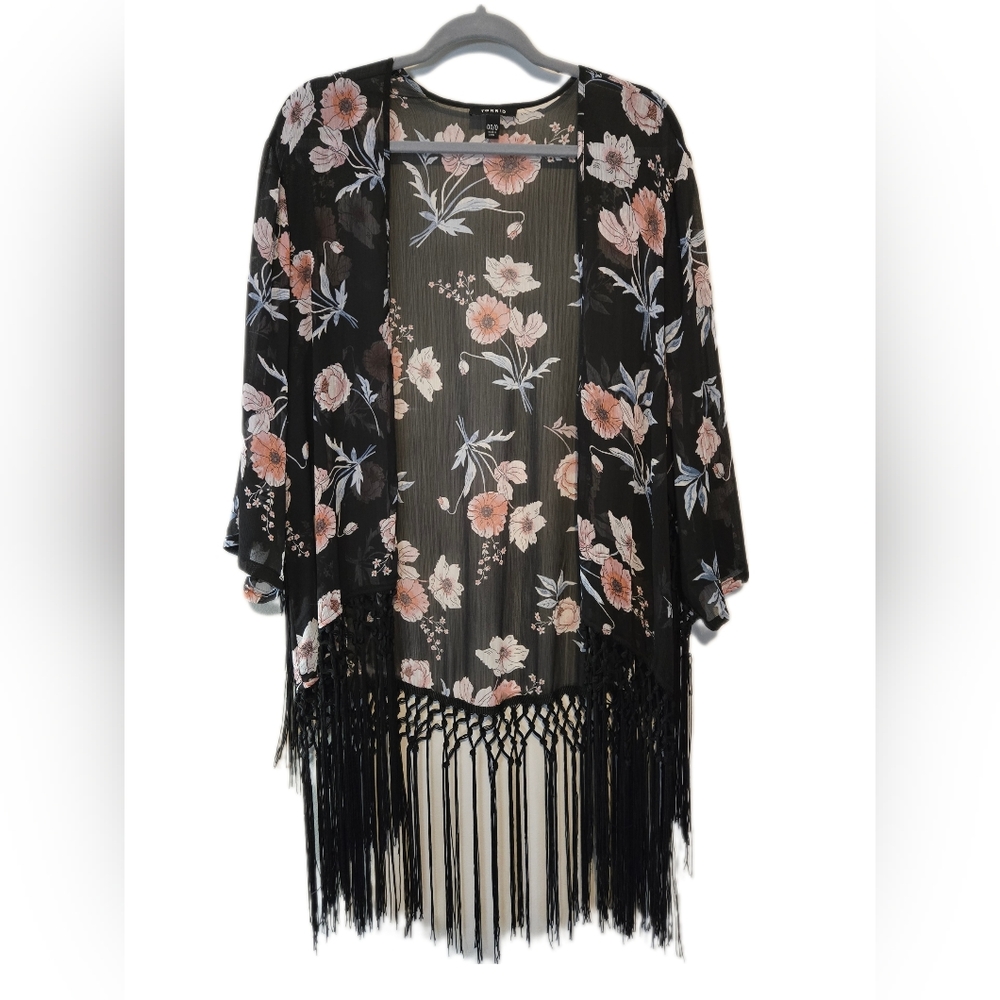Torrid Floral Fringe Kimono